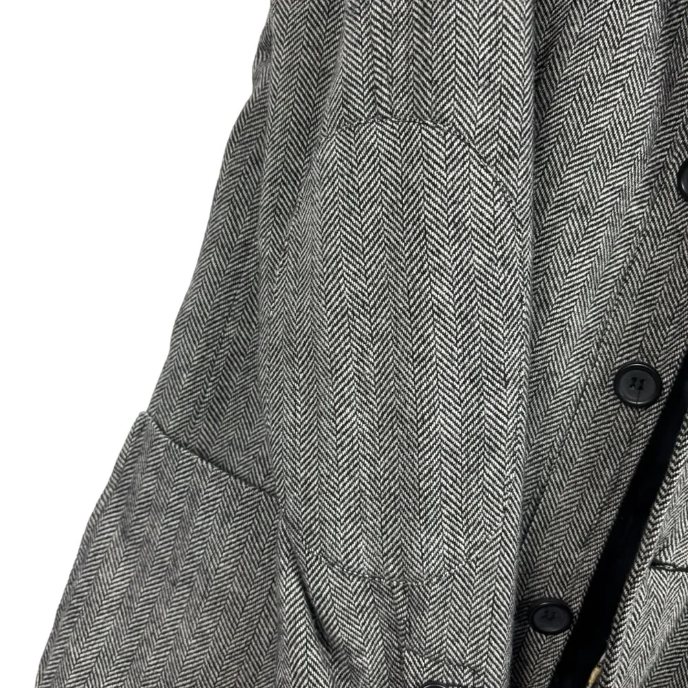 Alan Flusser Sport Coat Herringbone Elbow Patch Wool Blend Blazer Jacket 38S